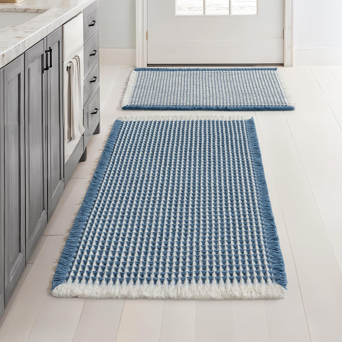 MIULEE Set of 2 Waffle Bathroom Rugs Boho Bath Mat Brown 18x30 Inch