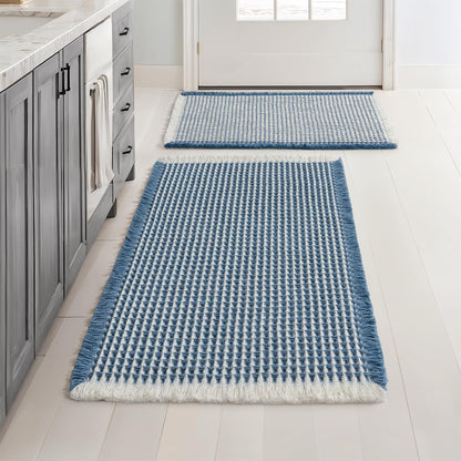 MIULEE Set of 2 Waffle Bathroom Rugs Boho Bath Mat Brown 18x30 Inch