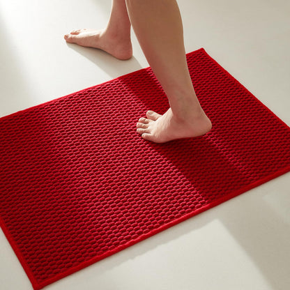 TYUU Bathroom Rugs Non Slip Washable, Super Absorbent Thin Bath Mat Small Quick Dry Low Pile Bathroom Rug, White 16"x24" / 1'4" x 2'