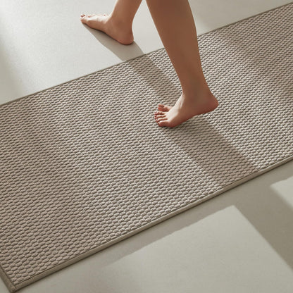 TYUU Bathroom Rugs Non Slip Washable, Super Absorbent Thin Bath Mat Small Quick Dry Low Pile Bathroom Rug, White 16"x24" / 1'4" x 2'