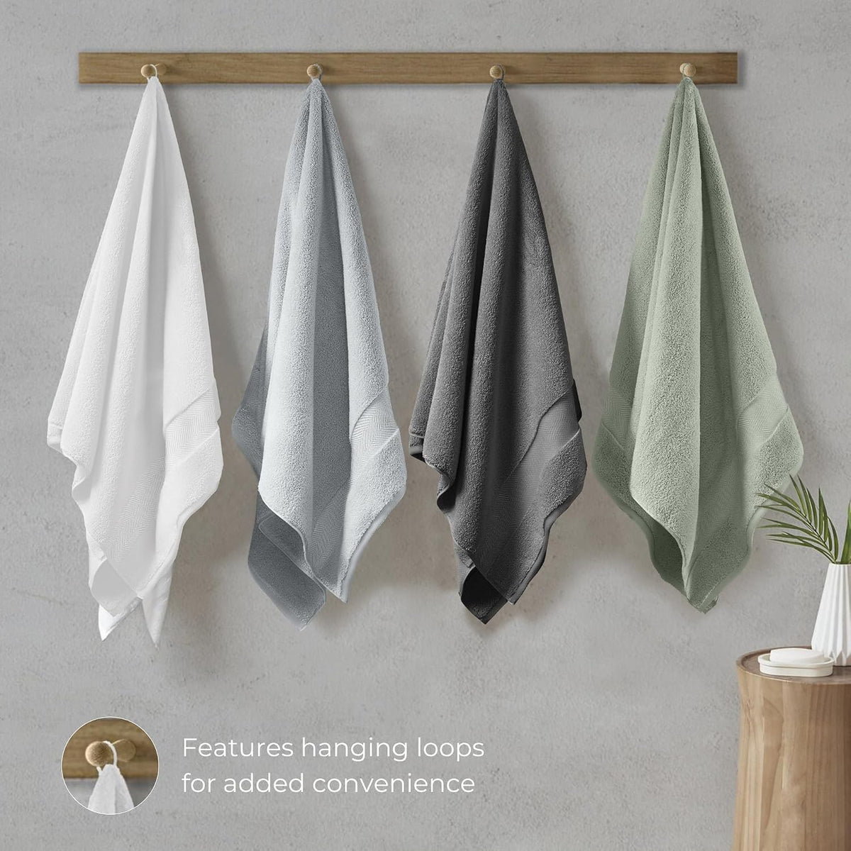 Viscose from Bamboo Bath Towels Set of 6 - Extra Plush 700 GSM Quick Dry Cotton Blend for Luxury Bathroom Comfort - Super Soft, Large, Absorbent - Mist
