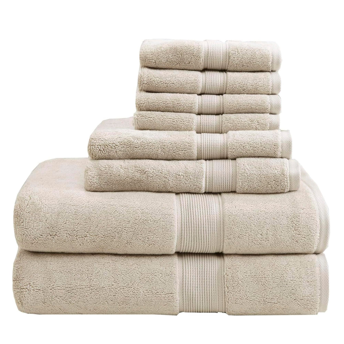 Madison Park 800GSM 100% Cotton Bathroom Bath Towel Set of 8, Natural