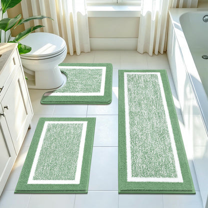 Pauwer Bathroom Rugs 3 Piece Set, Non Slip Washable Bath Mat, Dark Grey