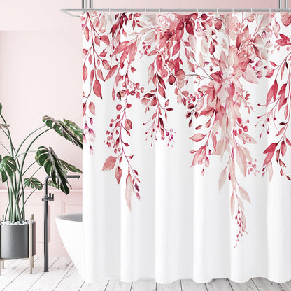 Gibelle Grey Eucalyptus Shower Curtain, Watercolor Floral Print, 72x72