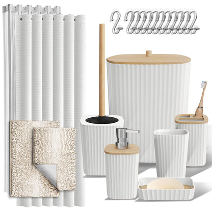 Clara Clark Black Bathroom Set, Shower Curtain Set, Bathroom Accessory Set