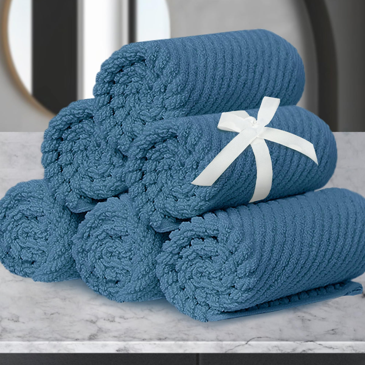 VOOVA & MOVAS 6PC Towel Set, 100% Cotton, Aqua Teal