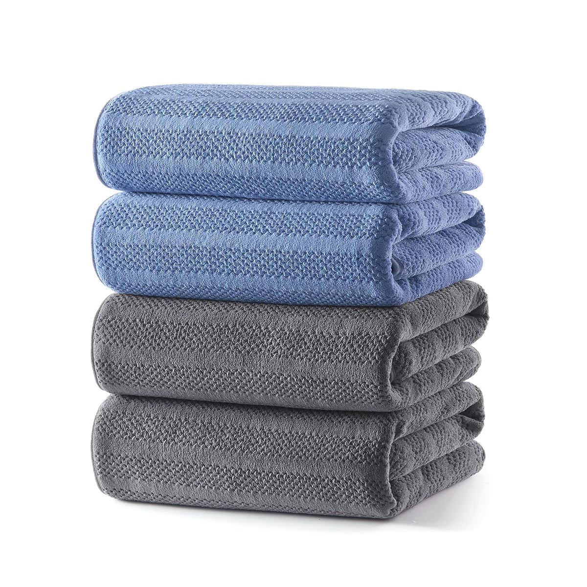 ecolook Microfiber Bath Towels Set of 4, 31 x 63 Inch Extra Large Bath Towel Set, Super Soft & Highly Absorbent, Quick Dry Lightweight Towels for Bathroom, Gym, Spa, Pool & Travel, Gray
