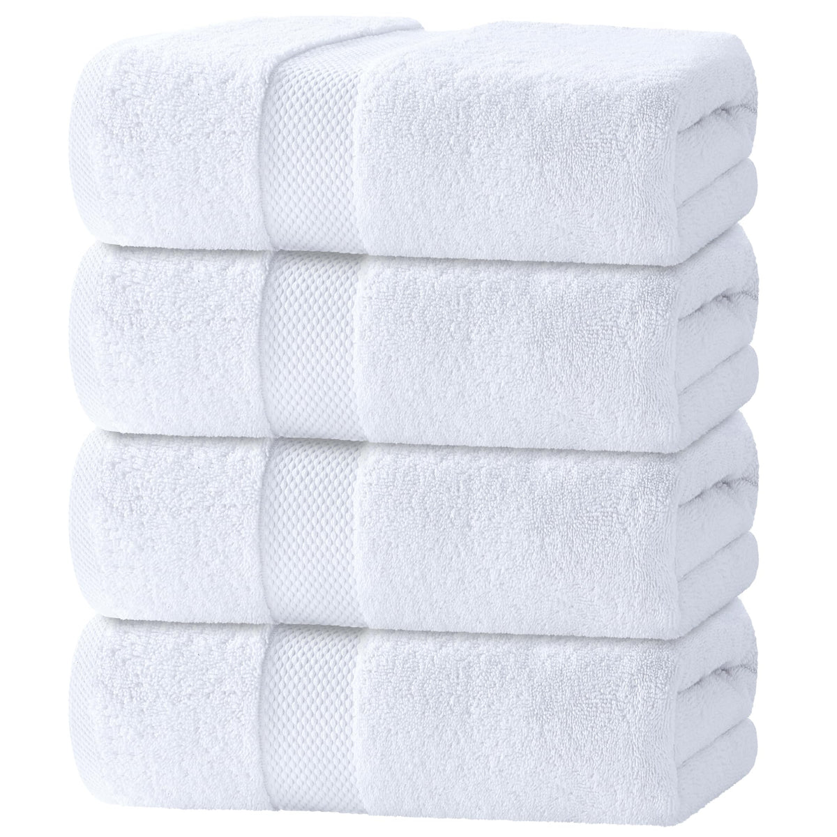 White Classic Luxury Dolphin Gray Bath Towels 4 Pack, 27x54, Turkish Cotton