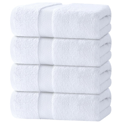 White Classic Luxury Dolphin Gray Bath Towels 4 Pack, 27x54, Turkish Cotton