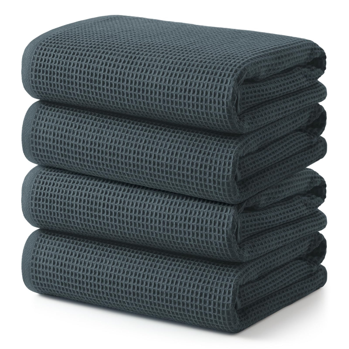 ecolook Waffle Bath Towel Set of 2, 100% Cotton Lightweight & Quick-Dry Bath Towels, Ultra-Absorbent and Breathable, Lint-Free Hotel & Spa Towels for the Bathroom, Gym, and Travel - Light Gray