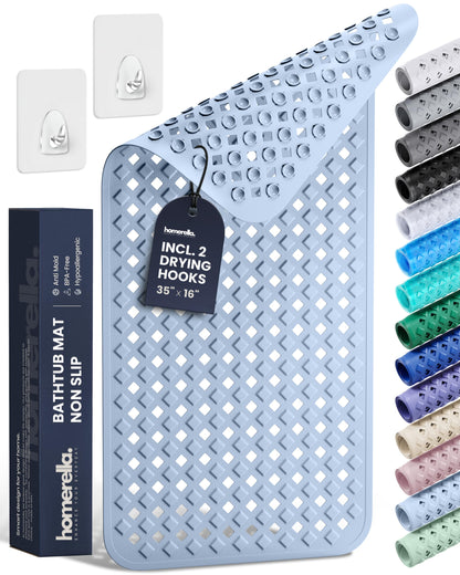 homerella Bathtub Mat Non Slip 35x16 Shower Mat Non Slip Anti Mold BPA Free