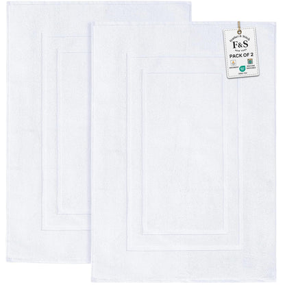 Feather & Stitch 100% Cotton Bath Mats 2 Piece 30x21 Inches, Grey