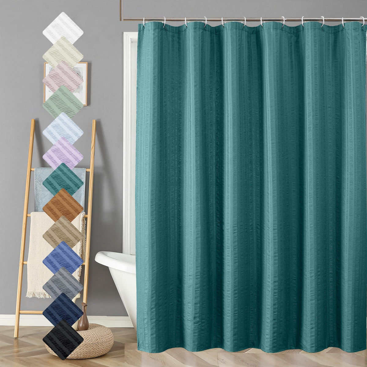 Aiyufeng Moga Sage Green Shower Curtain - 3D Embossed Textured Shower Curtains for Bathroom, Luxury Polyester Cloth Bath Curtain, 72Wx72H, Green