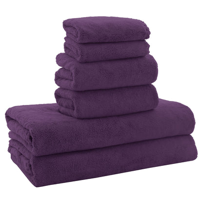 MOONQUEEN Ultra Soft Towel Set - Quick Drying - 2 Bath Towels 2 Hand Towels 2 Washcloths - Microfiber Coral Velvet Highly Absorbent Towel for Fitness, Bathroom, Sports, Yoga, Travel-Grey 6 Pcs