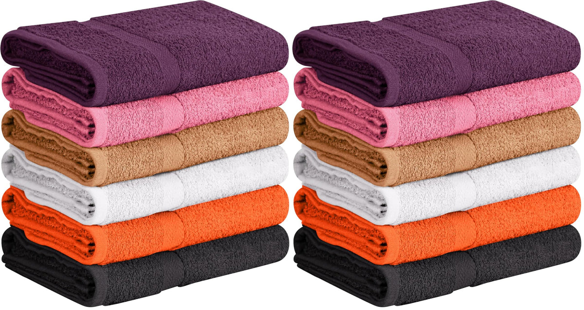 Towel and Linen Mart 100% Cotton 6 Pack Bath Towel Set, Quick Dry, Super Absorbent, Light Weight, Soft, (27 x 54 Pack of 6) Beige, White, Grey, Sky Blue, SAGE Green, Navy
