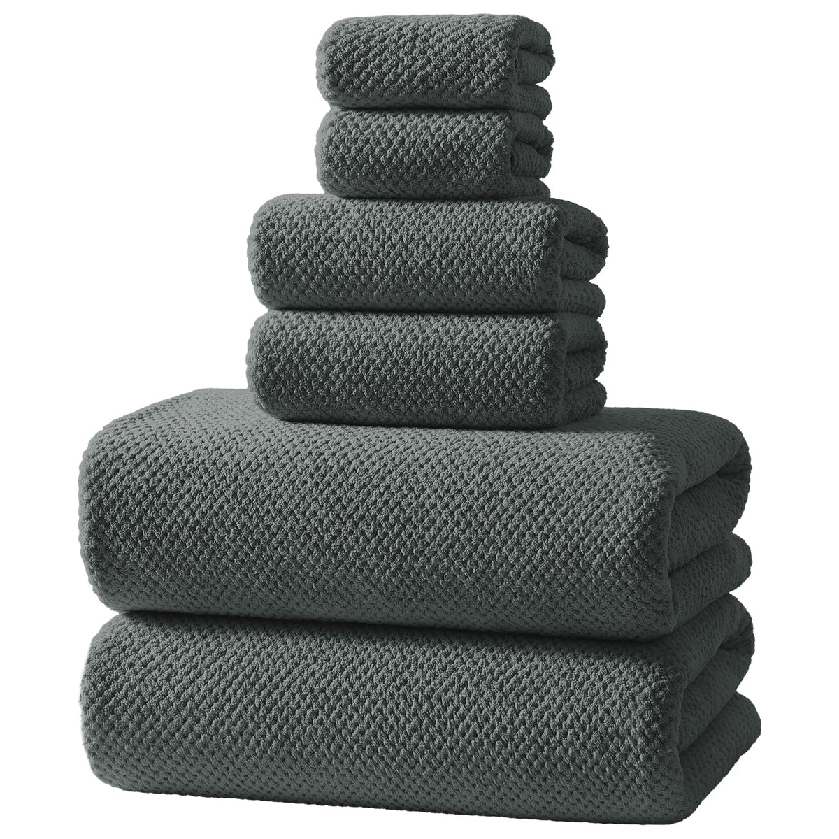 REDKISS 4 Pack Premium Bath Towels, Plush Coral Fleece Towels for Bathroom, Extra Large Bath Towels Set of 4 (35 x 70 in), Super Soft Highly Absorbent Shower Towels for Spa, Gym, Travel, Dark Gray