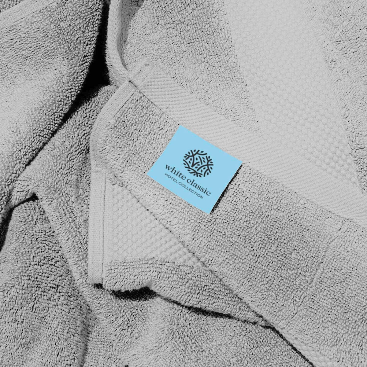 White Classic Luxury Dolphin Gray Bath Towels 4 Pack, 27x54, Turkish Cotton