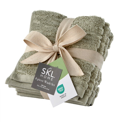 SKL Home CloudSoft Hand Towel Set, 2-Piece, 100% Cotton Luxury, Oatmeal
