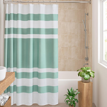 Madison Park Spa Waffle Shower Curtain for Bathroom, 72 x 72, Grey