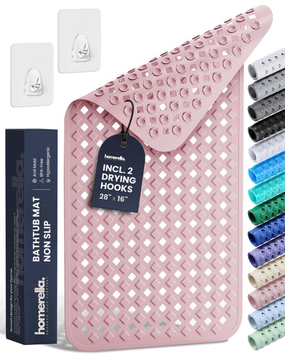 homerella Bathtub Mat Non Slip 35x16 Shower Mat Non Slip Anti Mold BPA Free