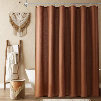 Naturoom Linen Shower Curtain 72 Inch Long for Bathroom Beige 1 Panel