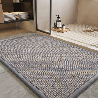 PADOOR-Bath Mat-Super Absorbent Chenille Bathroom Mats-Rubber Backed Bath Mats for Bathroom Non Slip, Easy Clean Bathroom Rugs Front of Bathtub,Shower Room,Sink-17×28, Beige&Cream