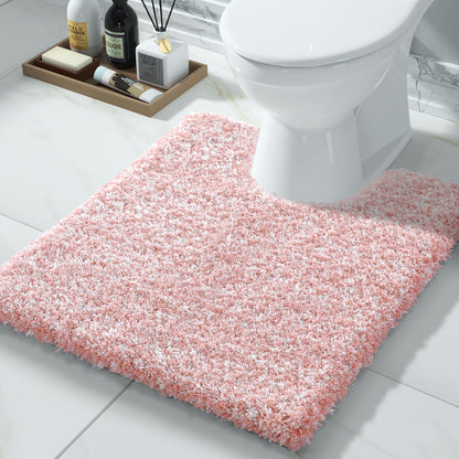 Yimobra Bathroom Rugs Non Slip Washable, Ultra Soft and Water Absorbent Bath Mats, Fluffy Shower Mat Outside, Plush Matts for Bathroom Floor/Sink, 24X17, Home Decor Accessories, Light Gray and White