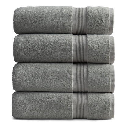 Springtree Home Luxury Bamboo Rayon Plush Bath Towel Set | 4-Pack | White