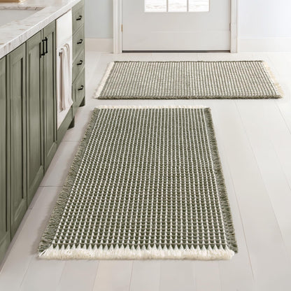 MIULEE Set of 2 Waffle Bathroom Rugs Boho Bath Mat Brown 18x30 Inch