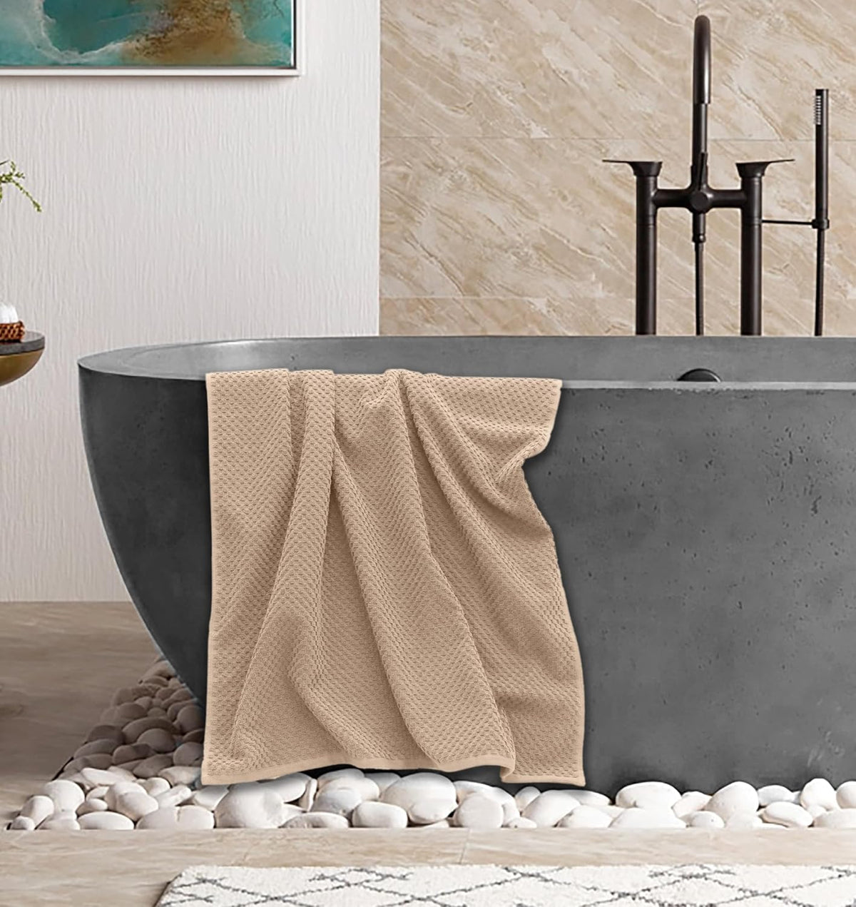 COTTON CRAFT Euro Spa Waffle Weave Bath Towels - Set of 4 Linen Towels