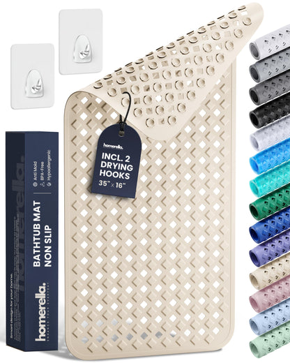 homerella Bathtub Mat Non Slip 35x16 Shower Mat Non Slip Anti Mold BPA Free