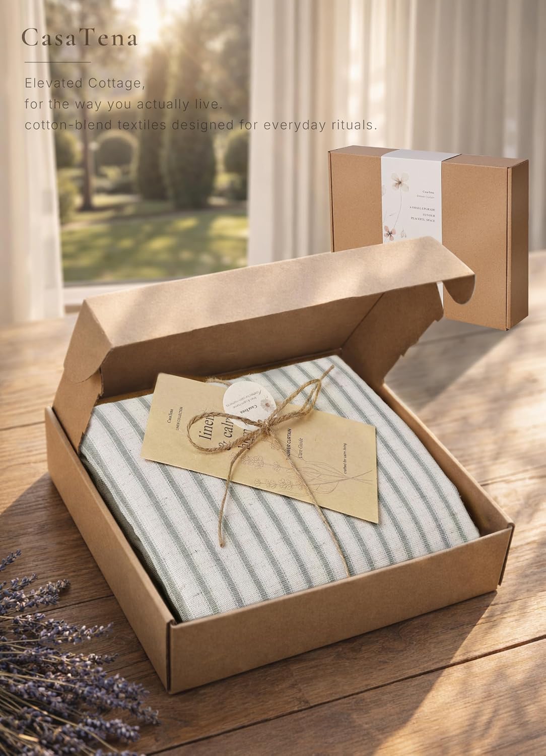 Farmhouse Striped Shower Curtain Set, Linen Blend Fabric with Detachable Polyester Liner, Breathable & Machine Washable, Rustic Sage for Bathroom Decor Standard 72" W x 72" L - Hooks Not Included