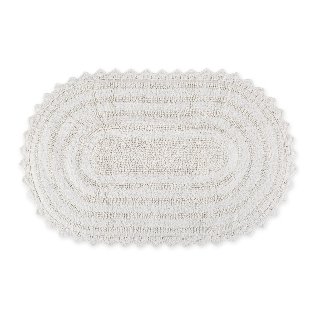 DII Crochet Collection Reversible Bath Mat, Small Oval, 17x24, White