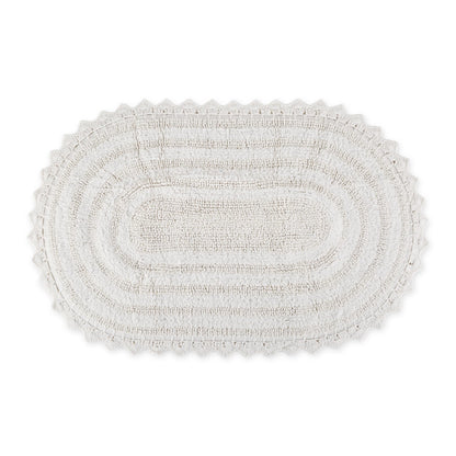 DII Crochet Collection Reversible Bath Mat, Small Oval, 17x24, White