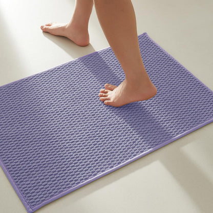 TYUU Bathroom Rugs Non Slip Washable, Super Absorbent Thin Bath Mat Small Quick Dry Low Pile Bathroom Rug, White 16"x24" / 1'4" x 2'