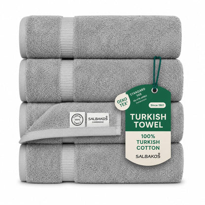 SALBAKOS 4-Piece 100% Turkish Cotton Bath Towels, 27x54 inch, White