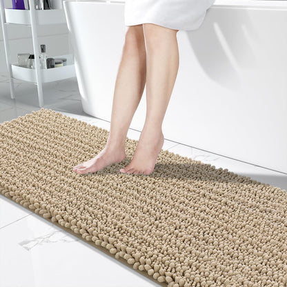 Yimobra Bathroom Rugs Non-Slip Washable – Extra Soft & Absorbent Chenille Bath Mat, Quick-Dry Plush Shaggy Floor & Vanity Bath Rugs for Tub & Shower, Modern Home Decor Accessories, 24 x 17, Grey