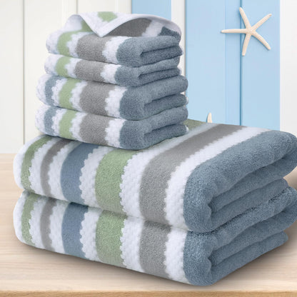 VOOVA & MOVAS 6PC Towel Set, 100% Cotton, Aqua Teal