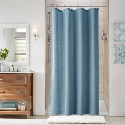 Naturoom Linen Shower Curtain 72 Inch Long for Bathroom Beige 1 Panel