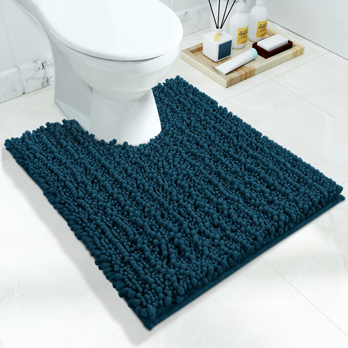 Yimobra Bathroom Rugs Non-Slip Washable – Extra Soft & Absorbent Chenille Bath Mat, Quick-Dry Plush Shaggy Floor & Vanity Bath Rugs for Tub & Shower, Modern Home Decor Accessories, 24 x 17, Grey