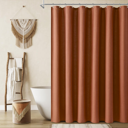 Naturoom Linen Shower Curtain 72 Inch Long for Bathroom Beige 1 Panel