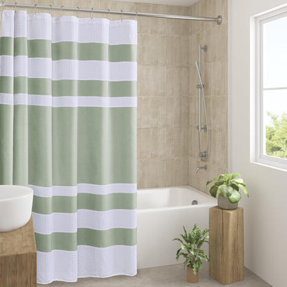 Madison Park Spa Waffle Shower Curtain for Bathroom, 72 x 72, Grey