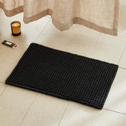 TYUU Waffle Bath Mat, Boho Bathroom Rugs Non Slip Washable, 30x20 Khaki