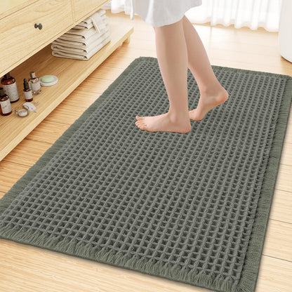 Smiry Waffle Bath Mat 30X20, Extra Soft Absorbent Bathroom Rugs, Brown