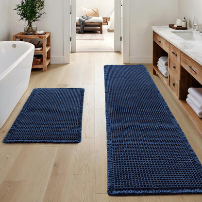 MIULEE Set of 2 Waffle Bathroom Rugs Boho Bath Mat Brown 18x30 Inch