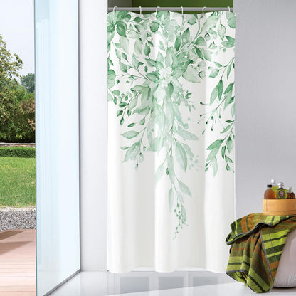 Gibelle Grey Eucalyptus Shower Curtain, Watercolor Floral Print, 72x72