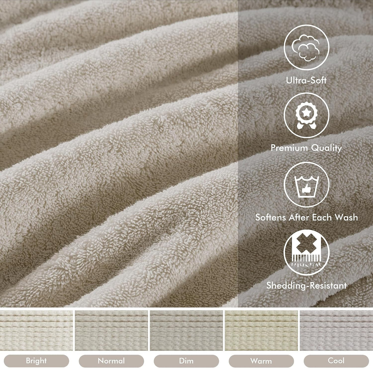 Madison Park 800GSM 100% Cotton Bathroom Bath Towel Set of 8, Natural
