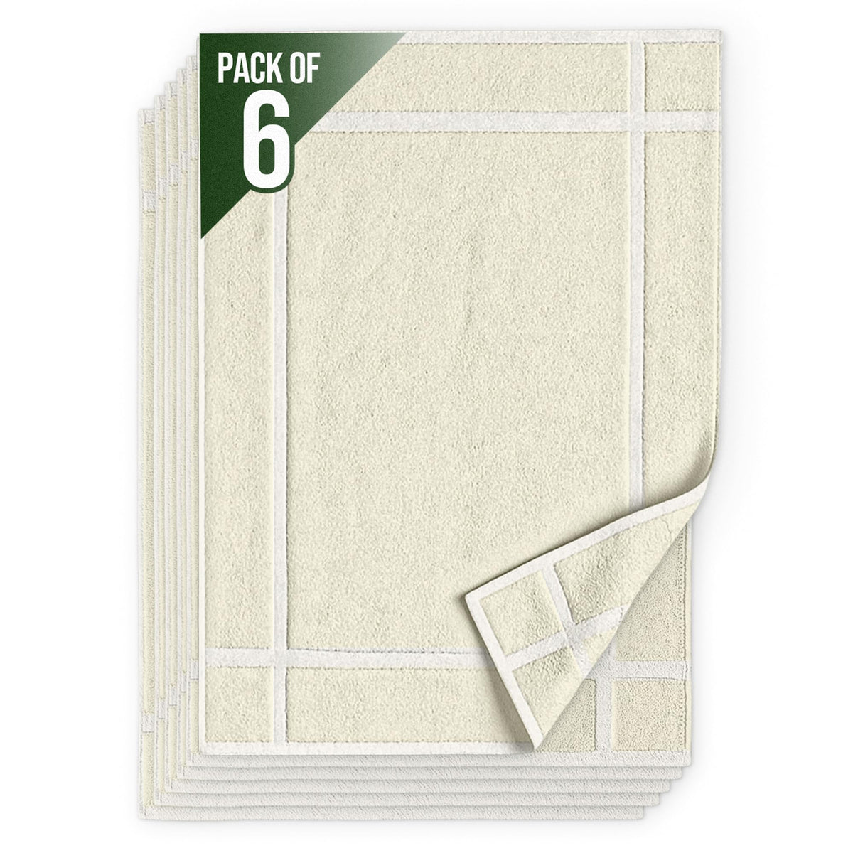 Pearl Linens 6 Pack Cotton Bath Mats for Bathroom, 20" X 30", White
