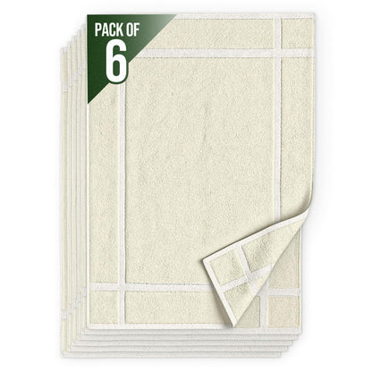Pearl Linens 6 Pack Cotton Bath Mats for Bathroom, 20" X 30", White