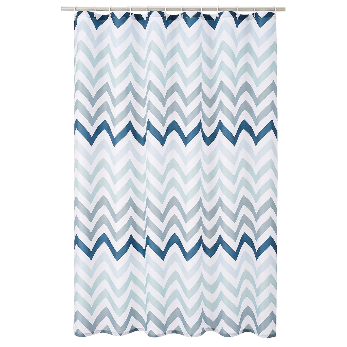 Amazon Basics Bathroom Shower Curtain, Water Repellent Fabric with Weighted Hem, Grommets & Hooks, Machine Washable, 72"x72", White